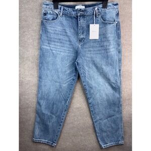 Kancan High Rise Slouch Straight Jeans Medium Stone Wash Denim 33 Missing Button